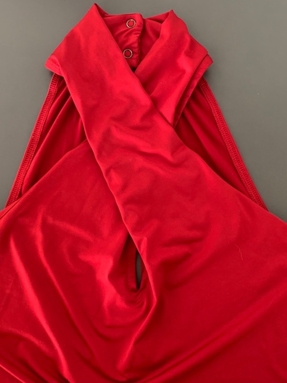 Red Halter Jumpsuit by GBY GUESS – Size S, Crisscross Back, Bold Retro Vibes - Picture 2 of 8